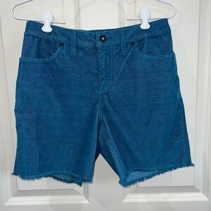 Carve Designs Teal Corduroy Frayed-Hem Shorts